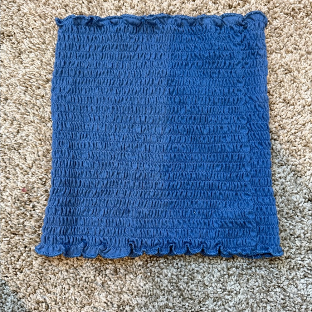 Blue Smocked Tube Top